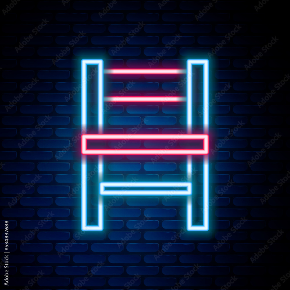 Canvas Prints Glowing neon line Chair icon isolated on brick wall background. Colorful outline concept. Vector