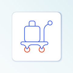 Line Trolley suitcase icon isolated on white background. Traveling baggage sign. Travel luggage icon. Colorful outline concept. Vector