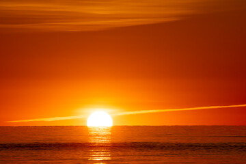 Evening sunset on the sea, beautiful natural background for travel and relaxation