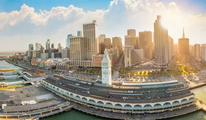 Poster Aerial: San Francisco scenic cityscape in downtown. Drone view   © Jose Vela
