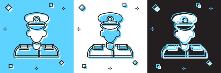 Set Pilot icon isolated on blue and white, black background. Vector