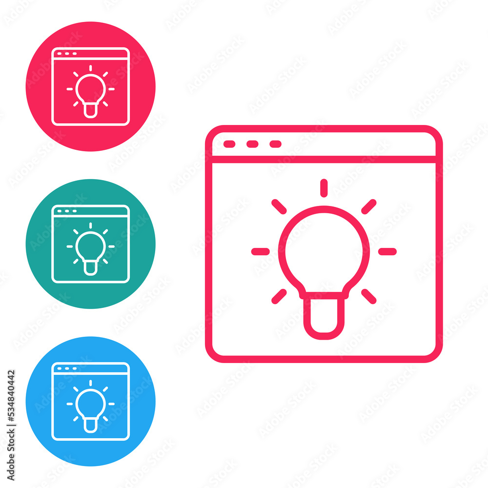 Aufkleber red line browser window icon isolated on white background. set icons in circle buttons. vector