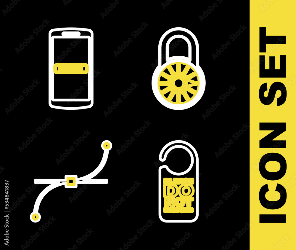 Poster set line safe combination lock wheel, please do not disturb, bezier curve and mobile and password ic