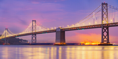 Epic view of the Bay Bridge at night
