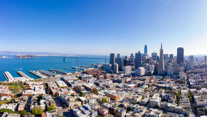 Aerial: San Francisco neighborhoods. Drone view 