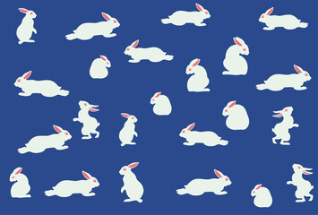 シンプルなうさぎのイラストの年賀状素材