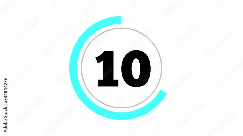 Poster simple 15 seconds countdown timer. thick numbers and animated circle shaped indicator. turquoise and