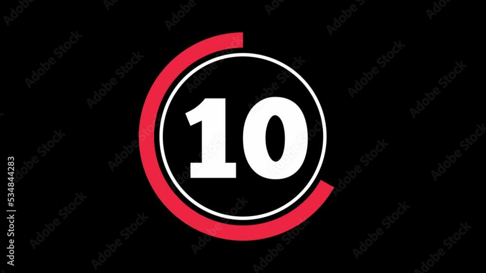 Poster simple 15 seconds countdown timer. thick numbers and animated circle shaped indicator. red and white