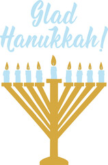 Happy Hanukkah card. Translation from Swedish: Happy Hanukkah. Holidays lettering.