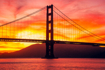 Scenic sunset over the Golden Gate Bridge