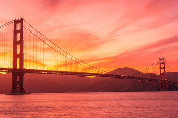 Amazing sunset over the Golden Gate Bridge
