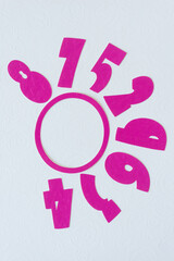 circle and numbers on blank paper