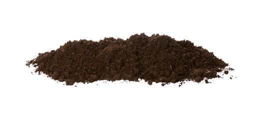 Pile of soil on white background. Fertile ground