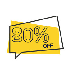 Special offer sale yellow tag isolated vector illustration. Discount offer price tag, symbol for advertising campaign in retail, sales promotion marketing, 80% discount sticker