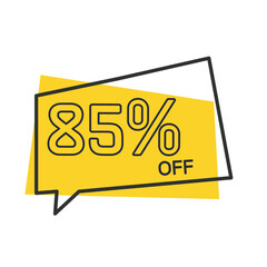 Special offer sale yellow tag isolated vector illustration. Discount offer price tag, symbol for advertising campaign in retail, sales promotion marketing, 85% discount sticker