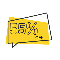 Special offer sale yellow tag isolated vector illustration. Discount offer price tag, symbol for advertising campaign in retail, sales promotion marketing, 55% discount sticker