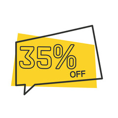 Special offer sale yellow tag isolated vector illustration. Discount offer price tag, symbol for advertising campaign in retail, sales promotion marketing, 35% discount sticker