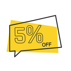 Special offer sale yellow tag isolated vector illustration. Discount offer price tag, symbol for advertising campaign in retail, sales promotion marketing, 5% discount sticker