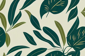 Hand drawn grunge textured tropical leaves seamless pattern. Tropical leaf silhouette elements background. Palm, fan palm, monstera, banana leaf in grunge retro style. Line art. illustration