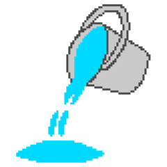 Bucket and light blue paint pixel art