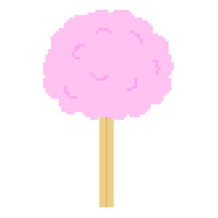 Illustration of pixel art pink cotton candy