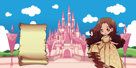 Obraz na płótnie Canvas Birthday princess castle invitation 