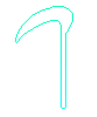 Pixel Clipart Illustration of Yellow Green Glowing Sickle