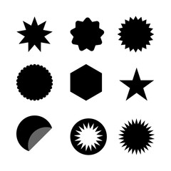 Set of sale sticker, price tag, starburst, quality mark, sunburst badges, retro stars. Flat vector design elements.