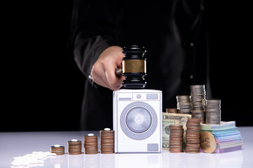 Drug Cartel change and clean money through washing machine or laundering tax system. It is illegal...
