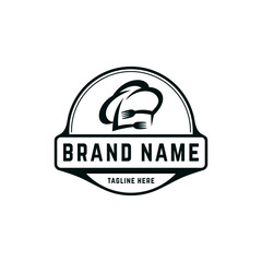 Fototapeta premium chef hat logo vector design, chef logo, chef hat logo with circular emblem