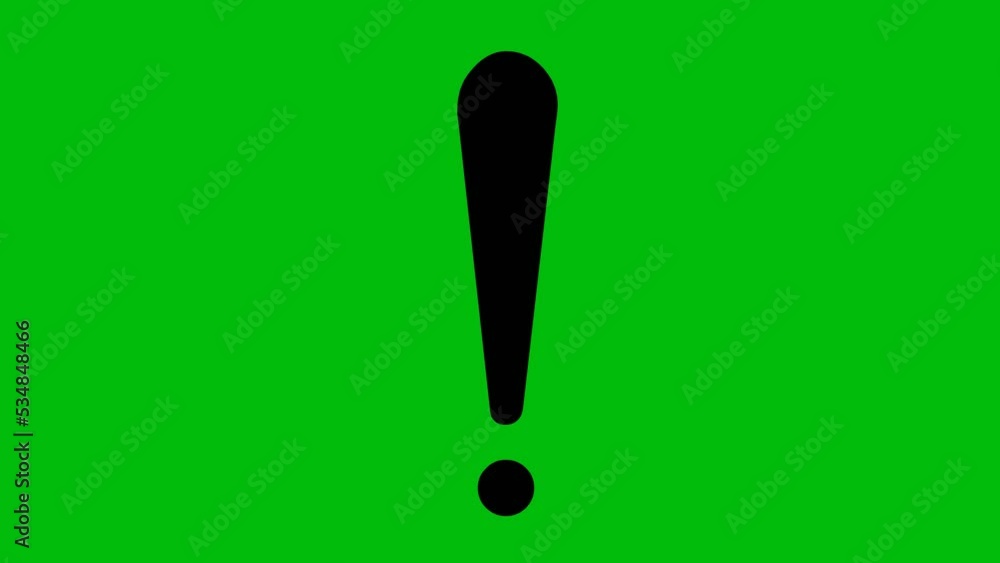 Poster exclamation mark animation on a green chroma key background