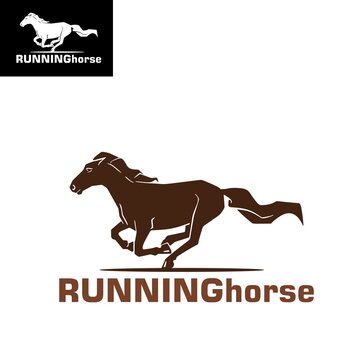 simple running horse logo, silhouette of power elegant horse vector illustrations