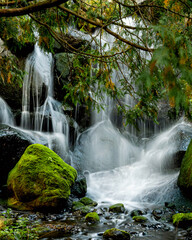 Waterfall is under long exposure