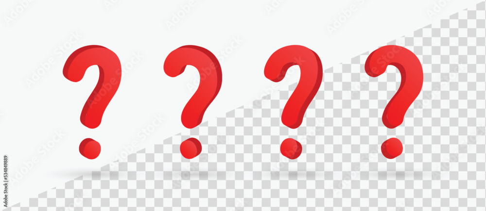 Poster 3d question mark icon button . faq sign, customer support and support sign or ask and help signs with red question icon symbol - ask bubbles 3d icons - frequently asked questions signs