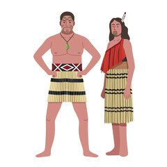 Maori man and woman illustration - obrazy, fototapety, plakaty