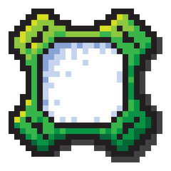 Square red vector label pixel style isolated on white background