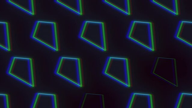 Retro pattern with diamond in rows and glitch effect on black gradient, motion abstract futuristic, cyber, club and music style background