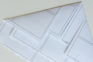 background with folded paper and abstract lines