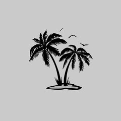 palm trees silhouette isolated design