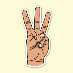 three hand poses, editable cartoon style sticker vector