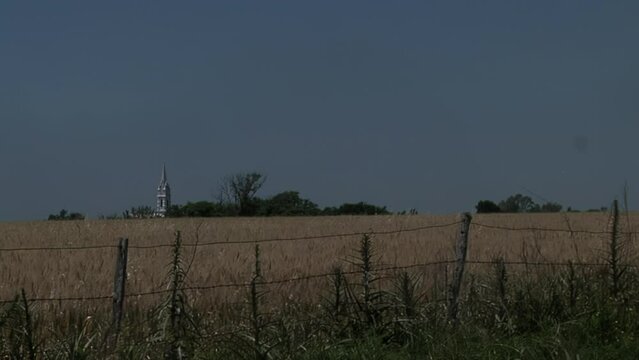 San Jose Catholic Church and Wheat Field in Entre Rios Province, Argentina, South America.  