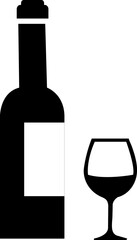 bottle and wine glass icon on white background..eps