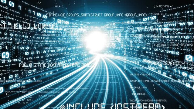 Software development, application programming code and tacit computer coding . Concept of smart digital transformation and technology disruption that changes global trends in new information era .