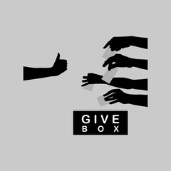 charity illustration design, illustration hand of good people who give for other people