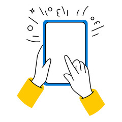 Hand drawn mockup used tablet touch screen gesture mockup.