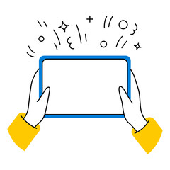 Hand drawn mockup used tablet touch screen gesture mockup.