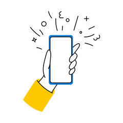 Hand drawn mockup used mobile phone touch screen gesture mockup.