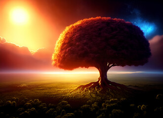The Tree of Life is a symbol of life and rebirth. In this illustration, we see the creation itself, the tree represents the connection between heaven and earth, also represents universal consciousness