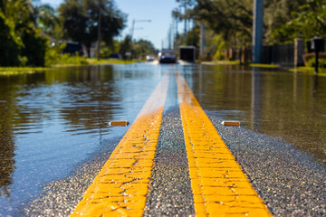 Flooded road after storm