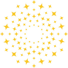 Star shape gold fireworks explosion pattern. Flat art deco style star shaped firework pattern. Christmas festive graphic design, carnival shine decoration